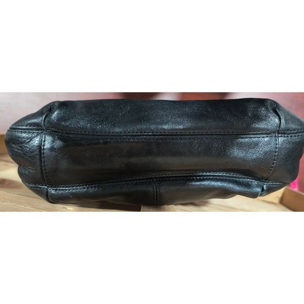 Coach Black Ashley Leather Snakeskin Trim Hobo‎ Bag F1260-F20114 Gold Hardware